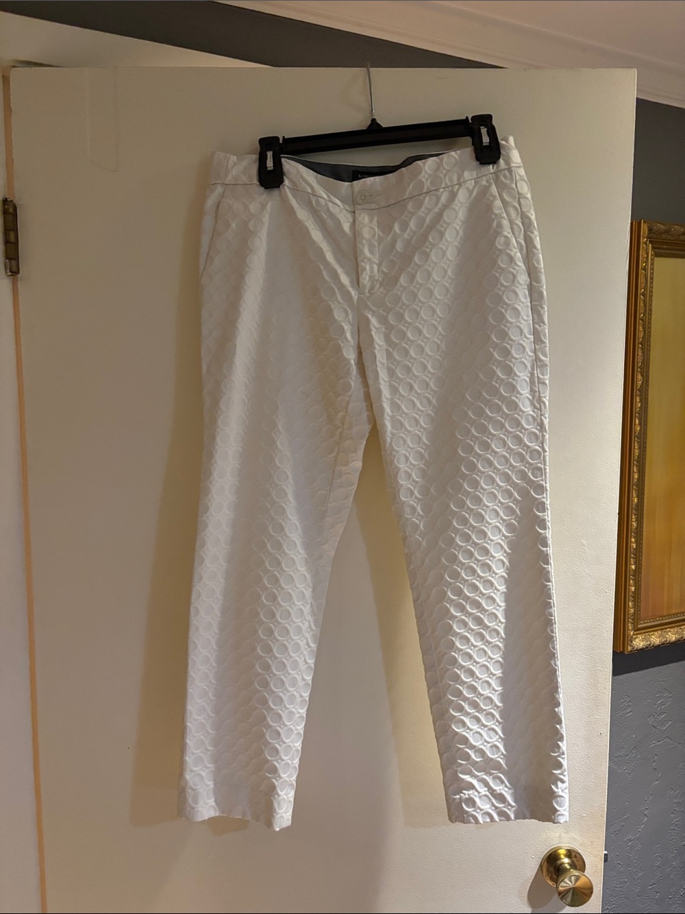 Banana Republic White Textured Cropped Dress Pants